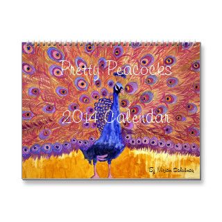 Peacock Printed Art Wall Calendar 2014