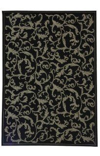 Safavieh CY2653 3908 8SQ Courtyard Collection 7 Feet 10 Inch Square Indoor/ Outdoor Square Area Rug, Black and Sand  
