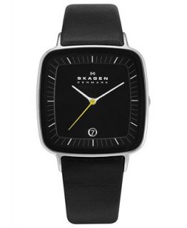 Skagen Denmark Watch, Mens Black Leather Strap 34mm H04LSLB   Limited Edition by Hiromichi Konno   Watches   Jewelry & Watches