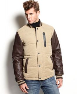 Sean John Jacket, Quilted Varsity Polyurethane Sleeve Jacket   Coats & Jackets   Men