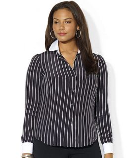 Lauren Ralph Lauren Plus Size Striped Silk Blouse   Tops   Plus Sizes