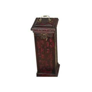 Oriental Furniture Square Calligraphy Wine Box in Black and Red Matte