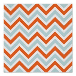 Hipster Orange Gray Chevron Andes Zigzag Pattern Posters