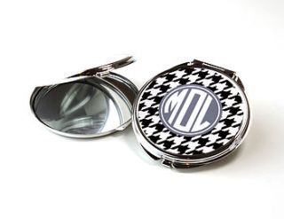 personalised compact mirror houndstooth by we love to create