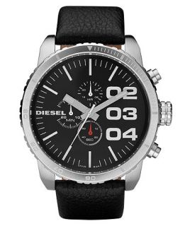 Diesel Watch, Chronograph Black Leather Strap 58x52mm DZ4208   Watches   Jewelry & Watches