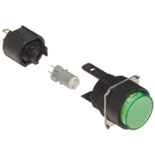 Omron M165 TG 5D Cylindrical Indicator Display and Socket, Solder Terminal, IP65 Oil Resistant, 16mm Diameter, Incandescent Lighted, Round, Green, 5 VAC/VDC Rated Voltage