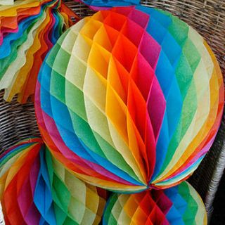 rainbow paper party decorations by pearl and earl