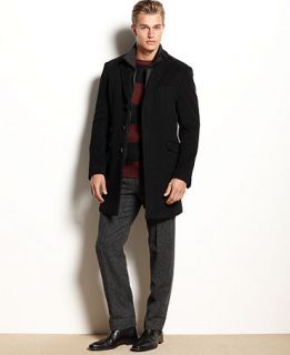 DKNY Coat, Black Hooded 3 in 1 Wool Overcoat   Coats & Jackets   Men