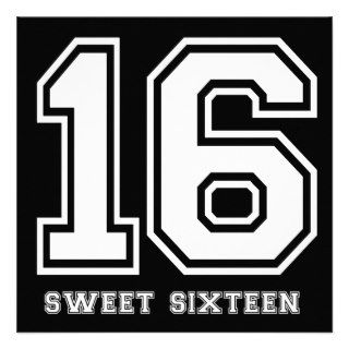 311 Sporty Sweet Sixteen Black Personalized Invitation