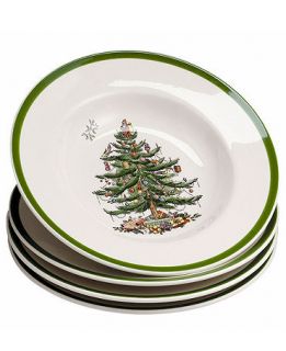 Spode Dinnerware, Set of 4 Christmas Tree Rim Soup Bowls   Fine China   Dining & Entertaining