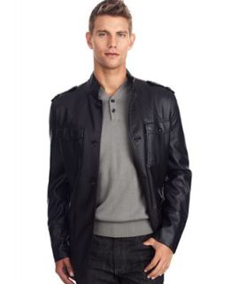 Kenneth Cole Reaction Jacket, Faux Leather Military Blazer   Coats & Jackets   Men