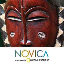 Sese Wood Handcrafted 'Compassion and Bravery' Ivoirian Mask (Ghana) Novica Masks