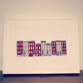 new york brooklyn town houses print by helena carrington illustration
