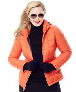 Cold Weather Style Plus Size Orange Lightweight Puffer Jacket Look   Women