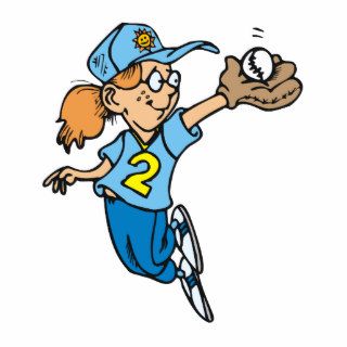 girl catching softball cartoon graphic cut out