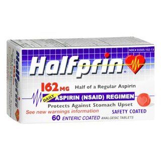 Special Pack of 5 HALFPRIN E.C. ASPIRIN 162MG 60 Tablets Health & Personal Care