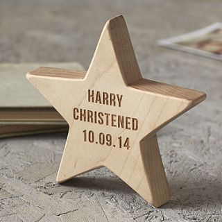 personalised christening keepsake wooden star by sophia victoria joy