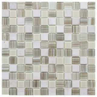 SomerTile 11.5x11.5 inch Chroma Square Pistachio Glass and Stone Mosaic Tiles (Set of 10) Somertile Wall Tiles