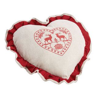red heart stag cushion with inner by dibor
