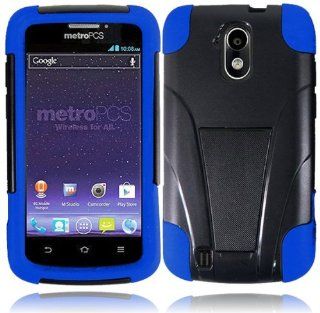 For ZTE Force N9100 T stand Kickstand Hybrid Double Layer Cover Case Black/Blue Accessory Cell Phones & Accessories