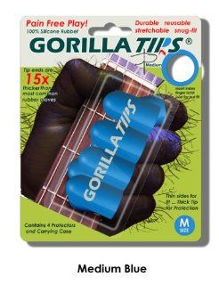 Medium Blue GORILLA TIPS fingertip guards/protectors for Guitar, Banjo, mandolin, etc. Musical Instruments