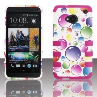 2D Hybrid 3 in 1 Bubbles HTC One High Impact Shock Defender Plastic Outside with Soft Silicone Drop Defender Snap on Cover Case Cell Phones & Accessories