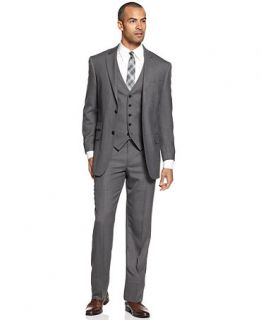 Perry Ellis Suit Comfort Stretch Grey Sharkskin Vested   Suits & Suit Separates   Men
