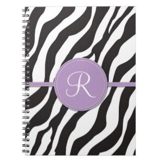 Girly Purple Monogram Zebra Print Notebooks