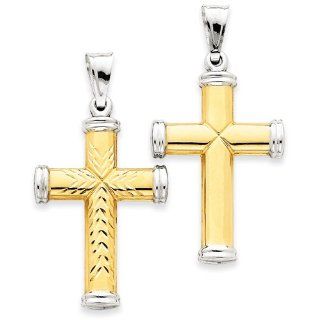 14k Two tone & Rhodium Reversible Cross Jewelry