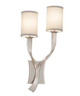 Corbett Lighting 158 11 Roxy Two Light Left Wall Sconce with Hardback Linen Shade, Modern Silver Leaf with Polished Stainless Accent Finish    