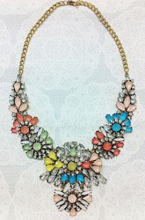 stunning multi colour statement necklace by sugar + style