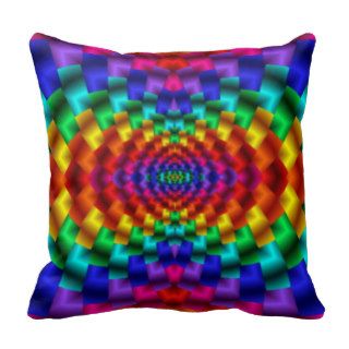Rainbow Mind Warp Psychedelic Fractal Pillows