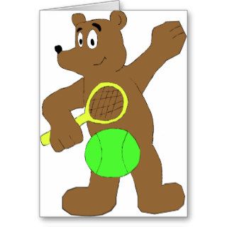 Cartoon Bear With Tennis Racket Cards