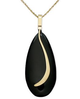 14k Gold Necklace, Onyx Almond Sweep Pendant   Necklaces   Jewelry & Watches