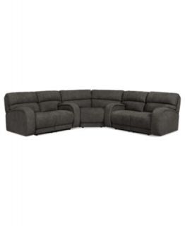 Nina Fabric Reclining Sectional Sofa, 3 Piece Power Recliner (2 Sofas and Wedge) 139W x 139D x 40H   Furniture