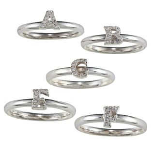 Sterling Silver Cubic Zirconia Initial Stackable Ring Cubic Zirconia Rings