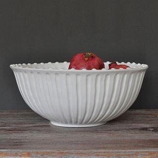 ribbed white ceramic serving bowl by primrose & plum