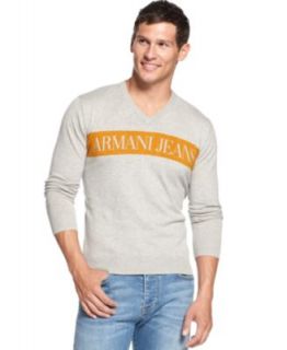Armani Jeans Shirt, Slim Fit Striped V Neck   T Shirts   Men