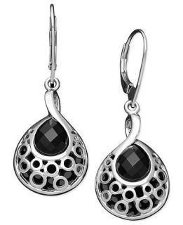 Sterling Silver Earrings, Faceted Onyx (8mm) Filigree Teardrop Earrings   Earrings   Jewelry & Watches