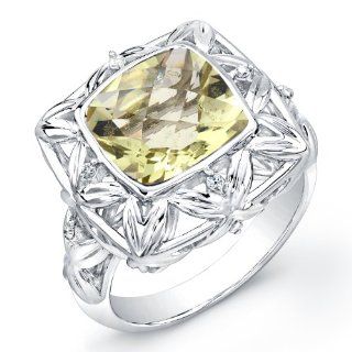 �lan The Chrysalis Sterling Silver and Brilliant Diamond 3.5 Carat Green Gold Quartz Ring Jewelry