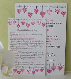 hearts on the line wedding information cards by lottie lane