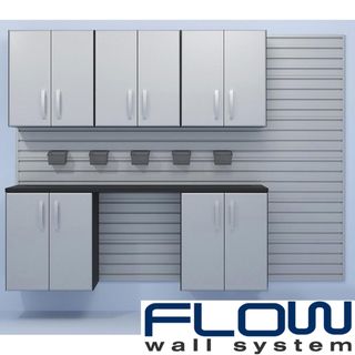 Flow Wall Silver Workstation with Small Hard Bins Flow Wall Systems Garage Storage
