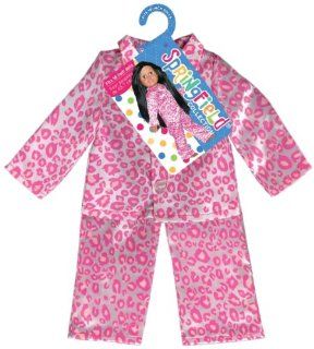 Fiber Craft Springfield Collection Leopard Pajamas for Doll, Pink/White