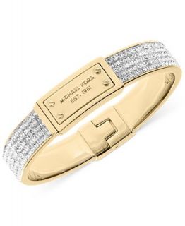 Michael Kors Bracelet, Gold Tone Plaque and Crystal Cuff Bracelet   Fashion Jewelry   Jewelry & Watches