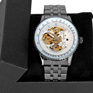 Luxury Sport Black Stainless Steel Skeleton Automatic Mechanical Men Wrist Watch Watches