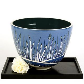handmade meadow design ceramic deep bowl by rowena gilbert contemporary ceramics