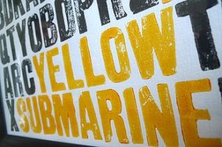 'yellow submarine' word scramble print by durnall designs