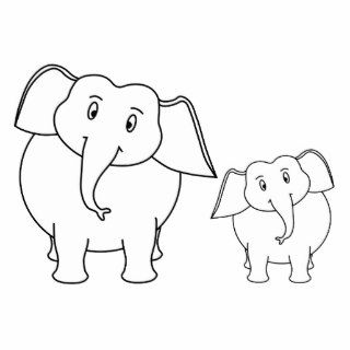 Two Cute White Elephants. Cartoon. Photo Cutouts