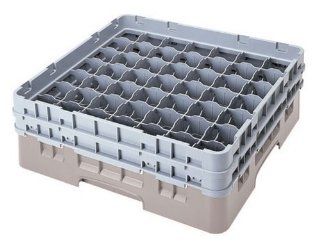 Cambro 49S434 151 5 1/4 Inch Camrack Polypropylene Stemware and Tumbler Glass Rack with 49 Compartments, Full, Soft Gray Commercial Dish Racks Kitchen & Dining