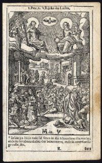 Antique Religious Print TRINITY PRAYER SIN JESUS SHEEP p. 148 van Sichem 1647   Woodcuts Prints